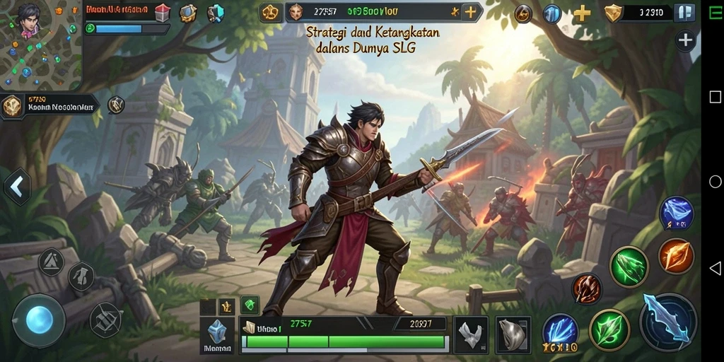 Screenshot menunjukkan pertempuran epik dalam game SLG 2757.