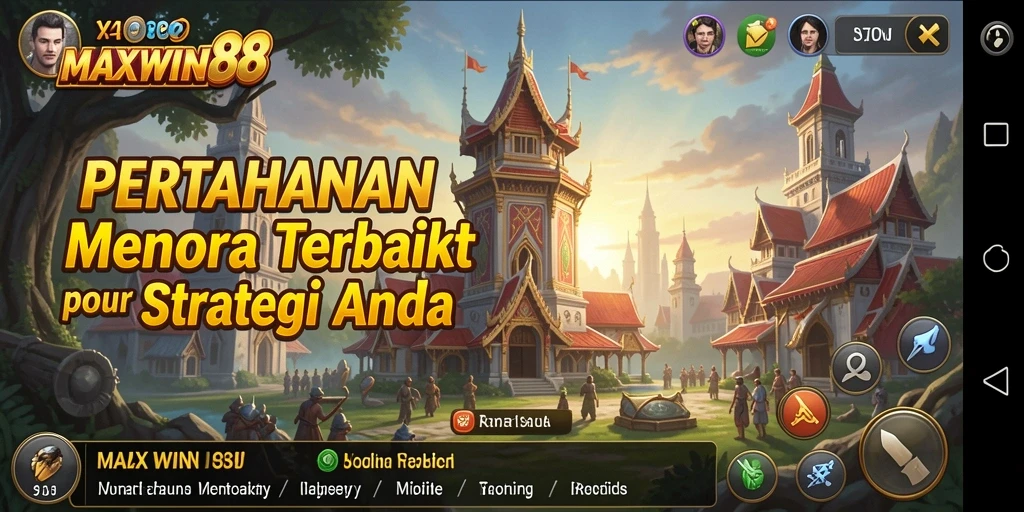 Tampilan gameplay MAXWIN88 dengan strategi menara yang menarik.