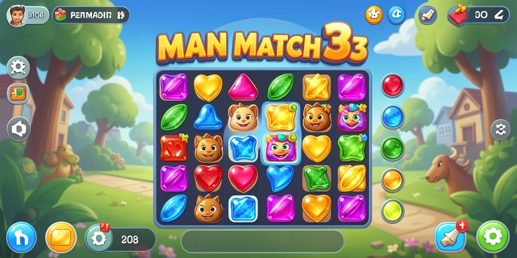 Tampilan menarik dengan gameplay seru Match-3 di MPO08.