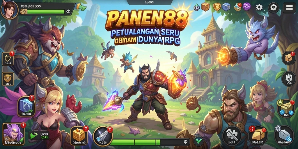Tampilan gameplay seru di PANEN88 dengan berbagai karakter dan quest.