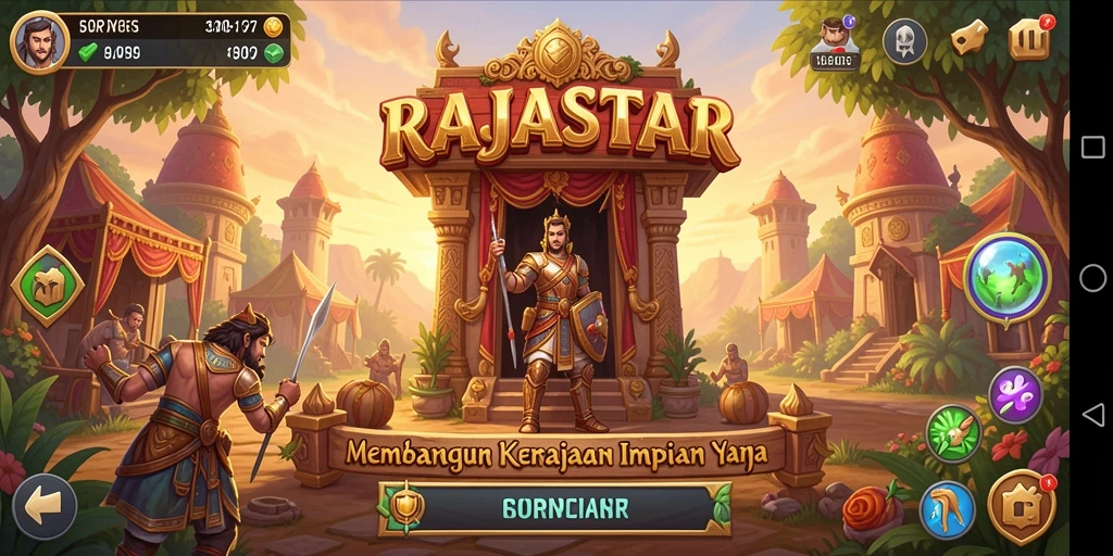 Tampilan utama gameplay RAJASTAR dengan grafis menakjubkan.