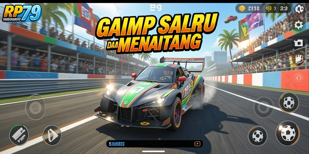 Tampilan gameplay seru dalam RP79 dengan balapan penuh aksi.