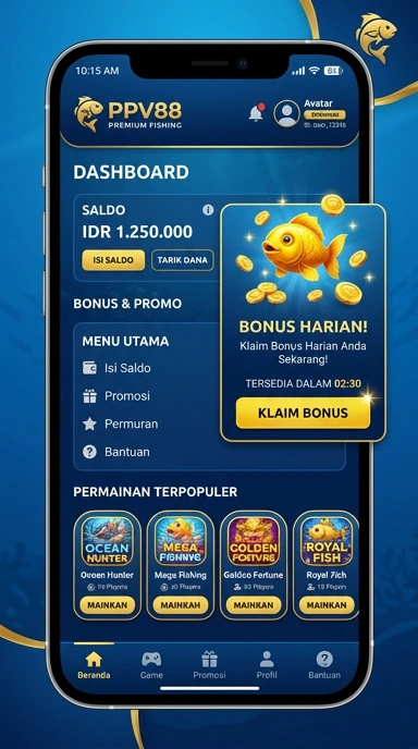 Tampilan utama aplikasi ppv88 dengan kemudahan navigasi.
